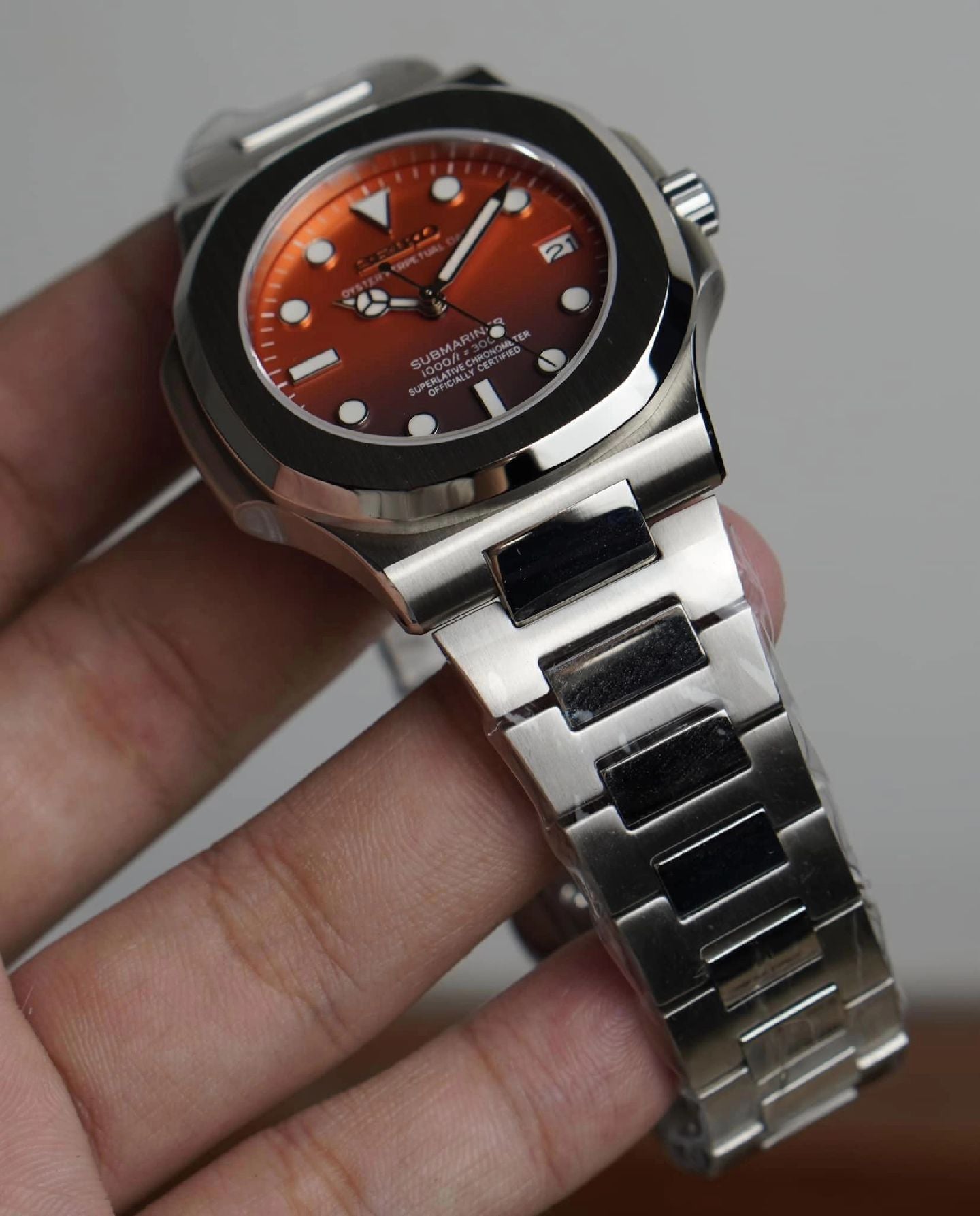 Seiko Mod Tonneau Shape Nautilus 40mm (Can Adjustable)